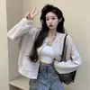 Chaqueta de béisbol casual de nuevo diseño con botones, corte relajado para mujer, otoño/invierno, estilo coreano y japonés, versátil, corte holgado, sudadera de color liso para estudiantes