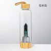 Columna de Cristal Donghai Columna de Energía Taza Prisma Hexagonal de Cristal Tapa de Bambú Taza de Té de Vidrio Taza de Agua Deportiva con Correa Botella de Agua