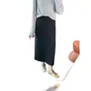 Chique sem esforço! ~ Saia midi com estampa de leopardo em lã de seda para mulheres, estilo outono, cintura alta, saia justa