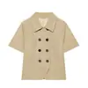 Roupas femininas transfronteiriças europeias e americanas novo estilo outono 2026 camisa de manga curta com colarinho de abotoamento duplo top feminino