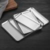 Bandeja Rectangular para Cafetería de Acero Inoxidable 304 Estilo Coreano Borde Recto Sartén Dorada para Barbacoa Fondo Plano Molde para Dim Sum y Pasteles