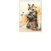 Pintura Moderna Gato Samurái Pintura en Lienzo Mural Póster Arte de Pared Dormitorio Sala de Estar Pintura Decorativa Moderna