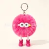 Colgantes de pompones de colores, dijes para bolso de piel sintética de conejo, llaveros de dibujos animados, pequeños accesorios de peluche y decoraciones para llaves de coche