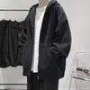 Sudadera con capucha de peso pesado talla grande para hombre, Otoño e Invierno, Terciopelo Engrosado, Color Sólido, Cárdigan Básico, Chaqueta, Marca de Moda
