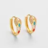 Brincos Coloridos Europeus e Americanos Transfronteiriços Novos de Esmalte em Formato de Cobra, Presilhas de Orelha Versáteis de Moda de Nicho para Mulheres, Brincos de Estilo Personalizado com Zircônia