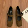 Zapatos de tacón alto gruesos de gamuza marrón de nicho para mujer, modelo nuevo 2026, alta gama, adecuados para combinar con faldas, zapatos Mary Jane de noche para mujer