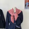Bufanda Triangular de Punto Cuadros Pequeños Estilo Japonés Retro Estilo Preppy Bufanda para Cuello de Mujer Chal Bufanda de Alta Calidad Otoño e Invierno