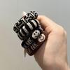 Cuerda de pelo negra para mujer, alta elasticidad, goma duradera, tendón, bola de cola de caballo alta, aro para el pelo, diadema retro simple.