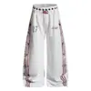 Calça Jogger Retro Americana Estilo Asiático Estampa de Notas Musicais Unissex Cleanfit Cintura Dupla Perna Larga Calça Casual de Casal Tendência