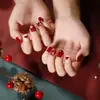 Uñas Portátiles de Navidad Copo de Nieve Amor Brillo Manicura Uñas Postizas Cortas Almendra Mariposa Uñas Largas Europeas y Americanas Venta al por Mayor
