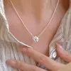 Collar Fan Zhiqiao Versión Coreana Plata de Ley 925 Flor Pequeña Cierre de Pinza Versátil Elegante Ins Xiaohongshu