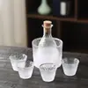 Juego de Cristalería para Cócteles Niebla de Rocío Helado, Decantador y Taza de Sake, Dispensador de Vino Estilo Japonés de Lujo Ligero, Copas de Vino Pequeñas, Copas de Vino Blanco