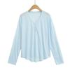 8065-25 Nuevo Estilo de Verano Estilo Americano Ligero, Ligeramente Transparente Cubre-Ropa Protector Solar, Camiseta de Manga Larga Base para Mujer Holgada, Estilo Perezoso