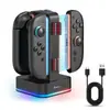 Suporte de Carregamento Quatro em Um para Controles Esquerdo e Direito do Switch2, Carregamento Rápido para Controle Ns2 com Luz RGB, Pode Armazenar Cartões de Jogo