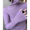 Suéter de cuello alto camisa básica para mujer otoño fino verde aguacate tejido cuello alto ajuste ceñido top interior ajustado