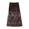 Moda Femenina Transfronteriza Europea y Americana Nueva Primavera 2026 Falda Elegante de Dos Colores Bordada con Lentejuelas de Cintura Alta W017 405
