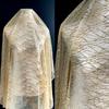 Vestido de Tecido com Lantejoulas Bronzeadas, Malha Ondulada de Água, Listras Cinza Prata e Dourado Champagne, Tecido com Lantejoulas para Casamento