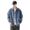 Camisa de Mezclilla para Hombre Retro Nueva Casual Ropa de Trabajo Chaqueta Primavera y Otoño Estilo Americano Azul Camisa de Manga Larga para Hombre