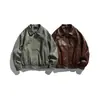 Ropa Vintage Yidao Otoño 2026 Nueva Marca de Tendencia Estilo Americano Diseño Desestructurado Dividido Chaqueta de Cuero PU de Corte Holgado para Hombre