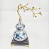 Adorno de Calabaza de Cerámica Esmaltada con Acabado de Alta Gama, con un Patrón Azul y Blanco, Adecuado para Sala de Estar, Vinoteca, Oficina o Decoración de Casa Nueva en Estilo Chino Moderno