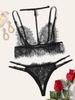 Fornecimento transfronteiriço de comércio exterior europeu e americano lingerie sexy sexy feminina renda preta de três pontos vendas diretas da fábrica