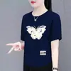 Excedente de Comercio Exterior Transfronterizo Ropa de Mujer para Mediana Edad y Mayores, Blusas Holgadas de Tallas Grandes, Estilo Juvenil, Camiseta de Manga Corta Estilo Americano
