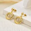 Aretes de Acero Inoxidable Gota de Ojo de Gato, Lujo Ligero, Gama Alta, Aretes Exagerados, Aretes de Moño Grande Retro a la Moda para Mujer