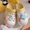 Chinelos de Verão Femininos Estilo Coreano para Uso Diário em Casa, Confortáveis, Coloridos, com Botões, Ursinho Fofo