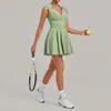 Atacado transfronteiriço de roupas de yoga com bojo, vestido esportivo modelador, minissaia de tênis, roupas fitness com sensação de segunda pele, peça única dropshipping
