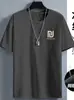 Camiseta de Verano para Hombre de Seda Helada Transpirable de Secado Rápido, Manga Corta, Lujo Casual Elegante, Holgada, Talla Grande, Media Manga