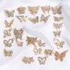 Nuevo Colgante de Mariposa con Incrustaciones de Diamantes Dorados Aleación KC para Pulsera, Llavero, Collar, Pendiente Decoración Colgante W686