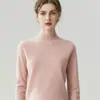 Suéter de Cashmere 100% Puro Novo Outono/Inverno para Mulheres, Gola Alta Meia, Solto, Emagrecedor, Top Base de Tricô