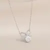 Corrente para Clavícula Elegante com Zircônia Banhada a Ouro Real Design de Nicho Feminino Colar com Laço Corrente de Lã Versátil Personalizada