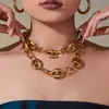 Omaca Corrente Grossa de Aço Inoxidável com Pingente Nariz de Porco Banhada a Ouro 18K Real Corrente Cubana Moda Joias Personalizadas