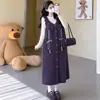 Conjunto de Dos Piezas Vestido Chaleco de Punto para Maternidad 2026 Otoño Nuevo Chaleco Suave con Lazo Vestido de Maternidad