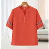 El atuendo de verano de mamá es elegante y moderno, un nuevo top casual holgado de manga corta de verano para mujeres de mediana edad y mayores