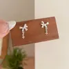 Brincos Exquisitos Simples e Estilosos de Laço Liso Prata para Mulheres, Brincos Pequenos e Doces de Franja para Coleção de Piercings