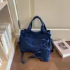 Bolsa tote grande, leve, com múltiplos bolsos, estilo casual e descontraído japonês, para mulheres, bolsa de ombro e transversal simples e estilosa