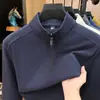 Moletom de veludo catiônico 300g para homens, novo modelo outono 2026, com zíper parcial e gola alta, camisa básica casual e quente para homens