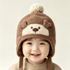 Gorros de punto de invierno para niños japoneses y coreanos con orejeras, gorros de punto cálidos con temática de animales súper lindos, gorros tipo beanie unisex a prueba de viento, estilos nuevos