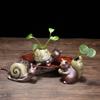 Jarrón pequeño de cerámica creativo, adornos pequeños para el hogar, retro, hidropónico, cobre, dinero, hierba, flor, mini horno Ge, flor, venta al por mayor