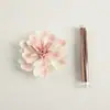 Incensário de Flor de Peônia Artesanal com Base de Flor de Cerâmica Colorida em Degradê, Ornamento de Aromaterapia para Mesa de Casa Presente