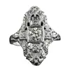 Nuevo Anillo de Topacio y Zafiro Estilo Palacio Exagerado de Lujo Ligero Transfronterizo Europeo y Americano Huajie con Accesorios de Patrón Hueco