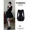Vestido Negro Estilo Hepburn para Mujer, Abrigo de Principios de Primavera con Falda Larga Debajo, Atuendo de Primavera Súper Elegante 2026 con un Toque de Lujo