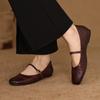 Tallas 33-40 Talla Reembolsable Zapatos Mary Jane de Piel de Vaca Lavada Otoño 2024 Planos de Punta Cuadrada de Cuero Suela Suave Zapatos Individuales para Mujer