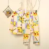 Pijama infantil de primavera e outono meninos e meninas manga longa desenho animado feminino infantil grande roupas de casa conjunto com lapela fabricantes atacado