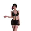 Lencería sexy Pinxian, ropa de dormir sin extracción, uniforme de encaje con entrepierna abierta, body coqueto y seductor para mujer 1493