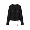 Chaqueta Corta de Tweed para Mujer en Primavera y Otoño, Cuello Redondo Estilo Francés con Botones Dorados, Ropa para Mujer de Lujo Ligero, Boutique de Alta Sociedad