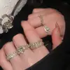 Anillo Abierto Corazón de Circonita Estilo Francés, Anillo Versátil Elegante Vintage para Dedo Índice, Anillo de Lujo Ligero Acabado de Alta Gama