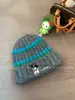 Gorro de Lana Lindo Estilo Japonés de Cachorro para Mujer, Cálido para Otoño e Invierno, con Protección para las Orejas, Rayado, para Cabeza Grande